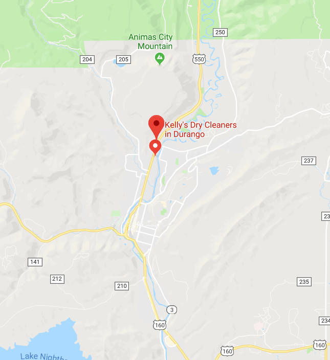 map of Kelly's Dry Cleaners in Durango